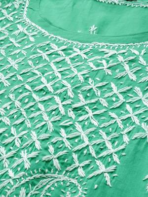 Green embroidered cotton embroidered-kurtis 5