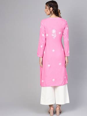 Pink embroidered cotton embroidered-kurtis 2