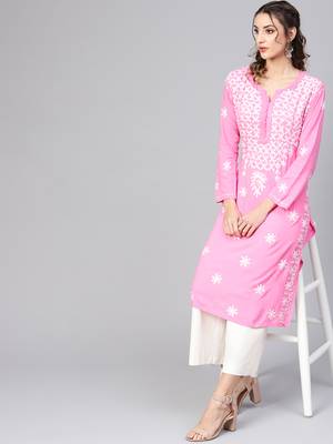 Pink embroidered cotton embroidered-kurtis 4