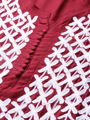 Maroon embroidered cotton embroidered-kurtis 5