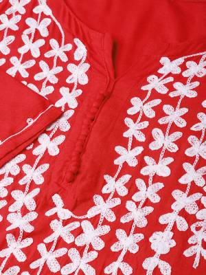 Red embroidered cotton embroidered-kurtis 5