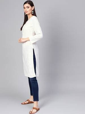 White embroidered cotton embroidered-kurtis 3