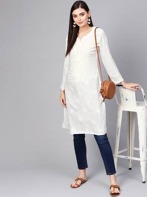 White embroidered cotton embroidered-kurtis 4