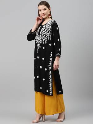 Black embroidered cotton embroidered-kurtis 3