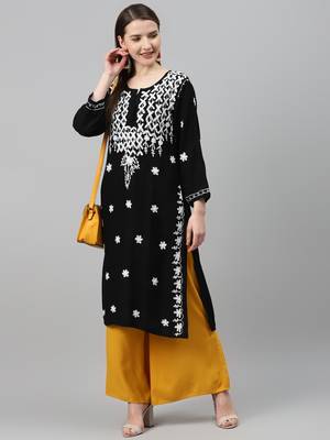 Black embroidered cotton embroidered-kurtis 4