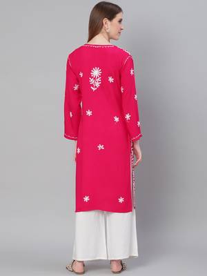 Magenta embroidered cotton embroidered-kurtis 2