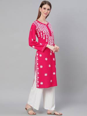 Magenta embroidered cotton embroidered-kurtis 3