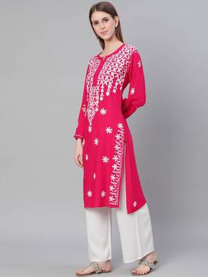 Magenta embroidered cotton embroidered-kurtis 4