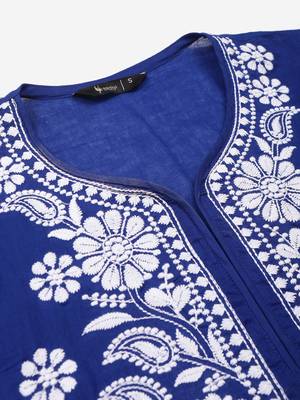 Navy-blue embroidered cotton embroidered-kurtis 5