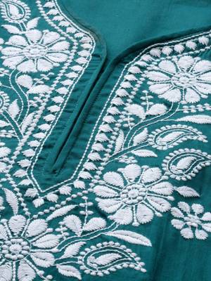 Green embroidered cotton embroidered-kurtis 5