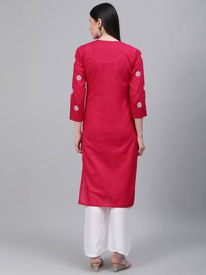 Magenta embroidered cotton embroidered-kurtis 2