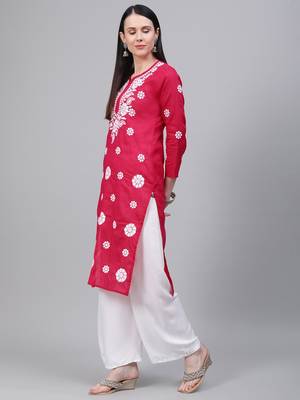 Magenta embroidered cotton embroidered-kurtis 3