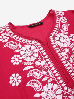 Magenta embroidered cotton embroidered-kurtis 5