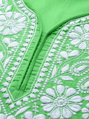 Parrot-green embroidered cotton embroidered-kurtis 4