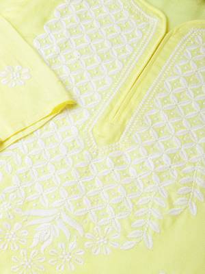 Yellow hand woven cotton chikankari-kurtis 5
