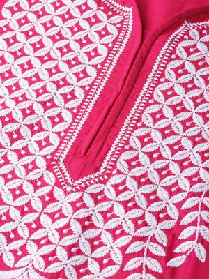 Red hand woven cotton chikankari-kurtis 5