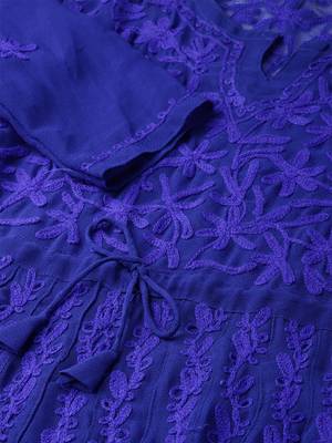 Blue embroidered georgette embroidered-kurtis 5