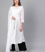 White embroidered georgette embroidered-kurtis