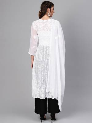 White embroidered georgette embroidered-kurtis 2