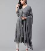Charcoal embroidered georgette embroidered-kurtis