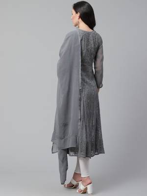 Charcoal embroidered georgette embroidered-kurtis 2