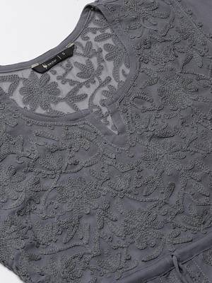 Charcoal embroidered georgette embroidered-kurtis 4