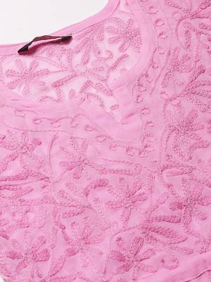 Pink embroidered georgette embroidered-kurtis 4