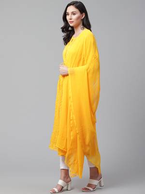 Yellow embroidered georgette embroidered-kurtis 3