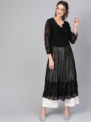 Black embroidered georgette embroidered-kurtis 1