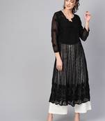 Black embroidered georgette embroidered-kurtis