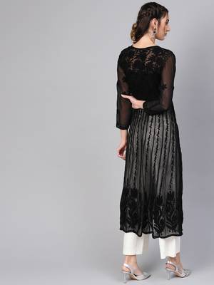 Black embroidered georgette embroidered-kurtis 2