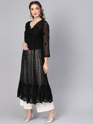 Black embroidered georgette embroidered-kurtis 3