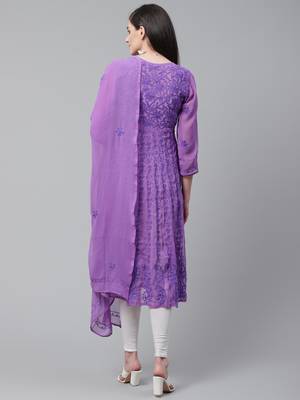 Purple embroidered georgette embroidered-kurtis 2
