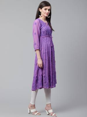 Purple embroidered georgette embroidered-kurtis 3