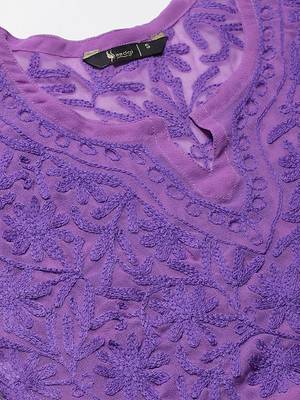 Purple embroidered georgette embroidered-kurtis 4