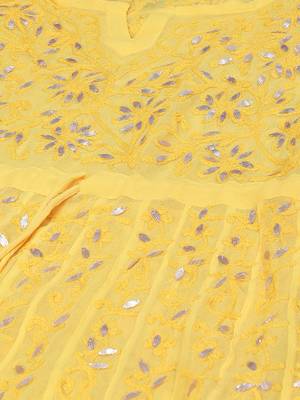 Yellow embroidered polyester embroidered-kurtis 5