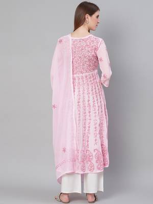Pink embroidered polyester embroidered-kurtis 2