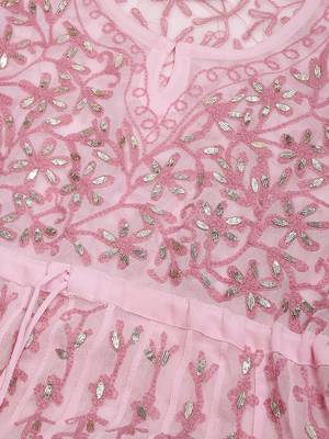 Pink embroidered polyester embroidered-kurtis 4