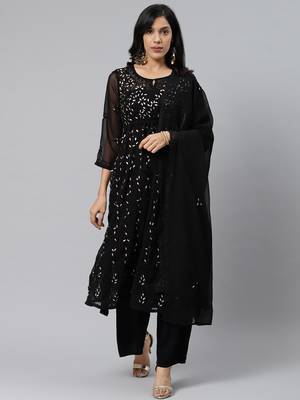 Black embroidered polyester embroidered-kurtis 1