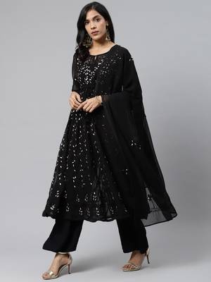 Black embroidered polyester embroidered-kurtis 3