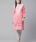 Coral embroidered cotton embroidered-kurtis