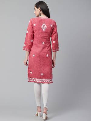 Red embroidered cotton embroidered-kurtis 2
