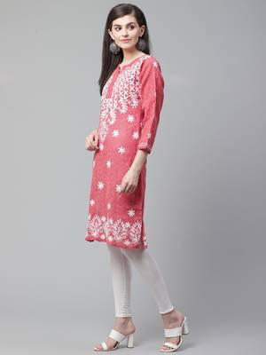 Red embroidered cotton embroidered-kurtis 3