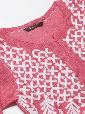 Red embroidered cotton embroidered-kurtis 5