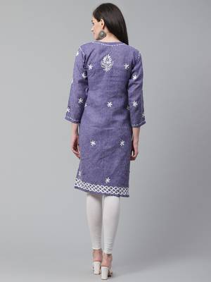 Navy-blue embroidered cotton embroidered-kurtis 2