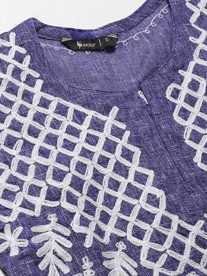 Navy-blue embroidered cotton embroidered-kurtis 5