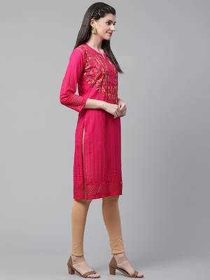 Magenta hand woven cotton chikankari-kurtis 4
