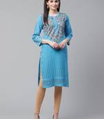 Blue hand woven cotton chikankari-kurtis