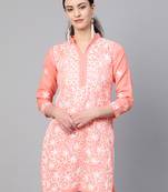 Coral embroidered cotton embroidered-kurtis
