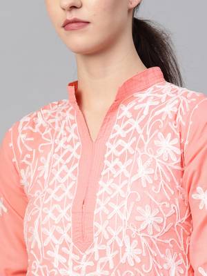 Coral embroidered cotton embroidered-kurtis 5